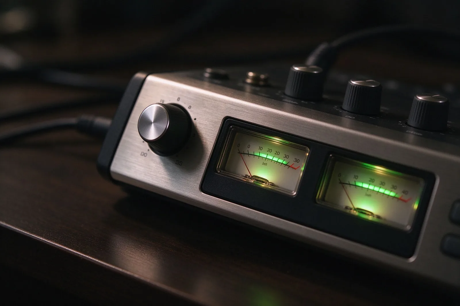 Audio interface input meters during a session, part of the gear used before you clean up audio online