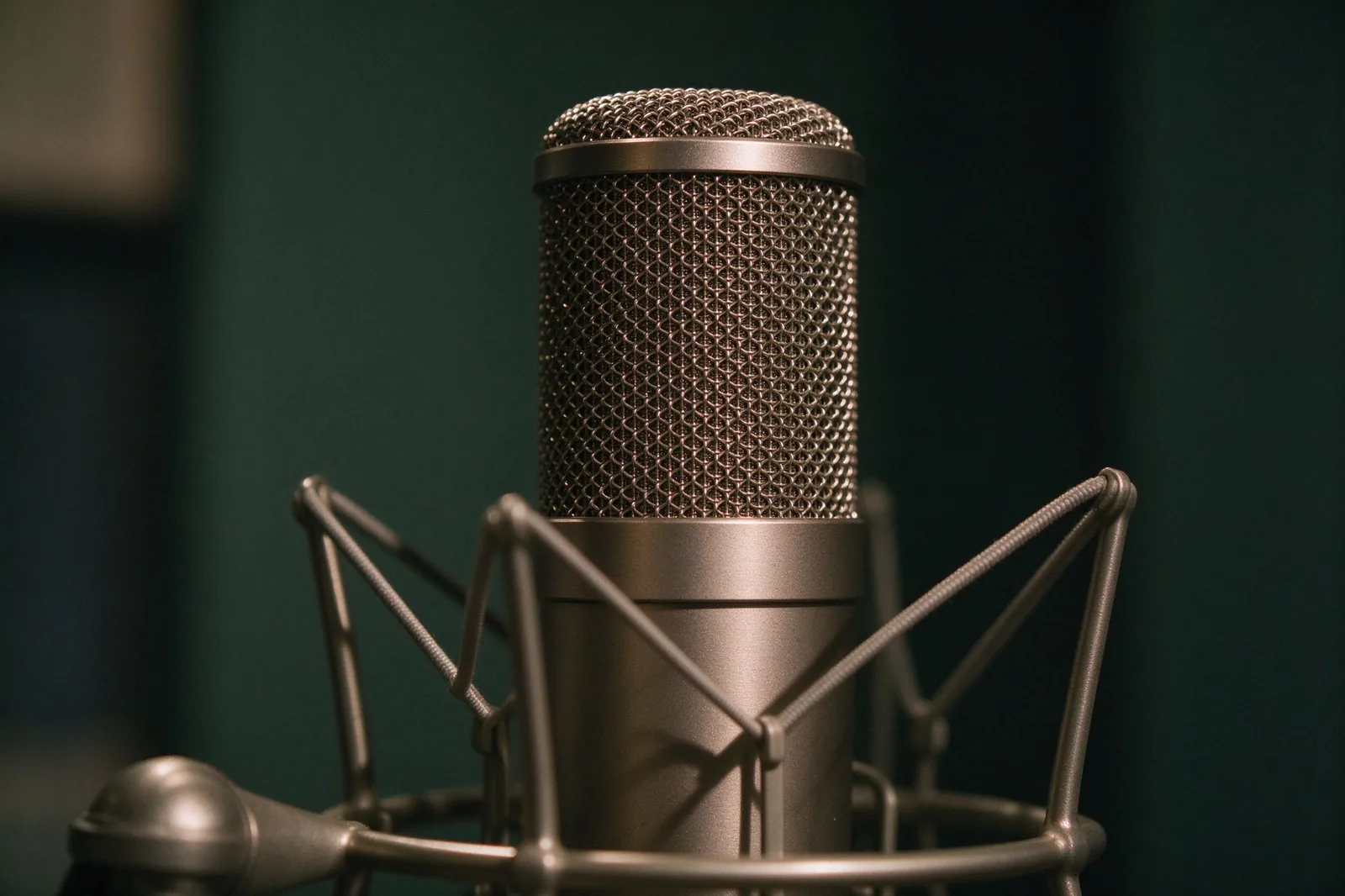 A close-up of a condenser microphone capsule, the kind of recording equipment used before you remove background noise from video audio