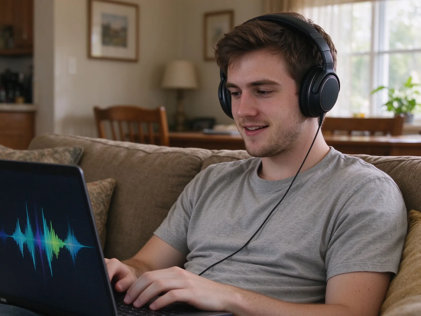 Listening back to a cleaned recording on headphones after removing background noise from video