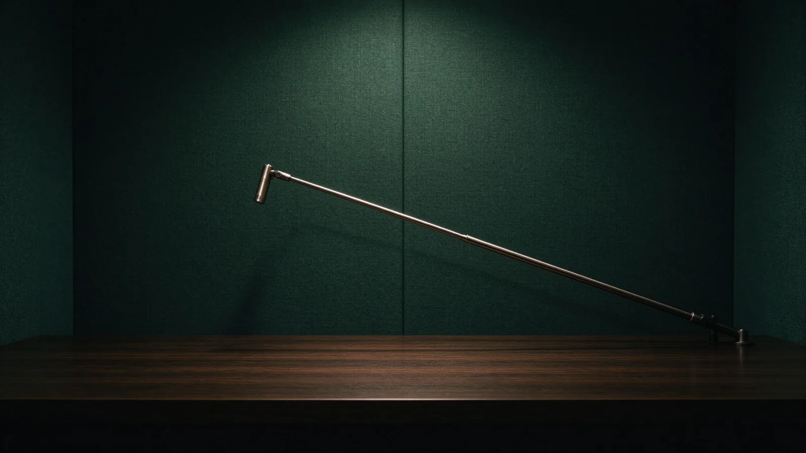 A microphone stand in a quiet studio, where background noise removal from video runs